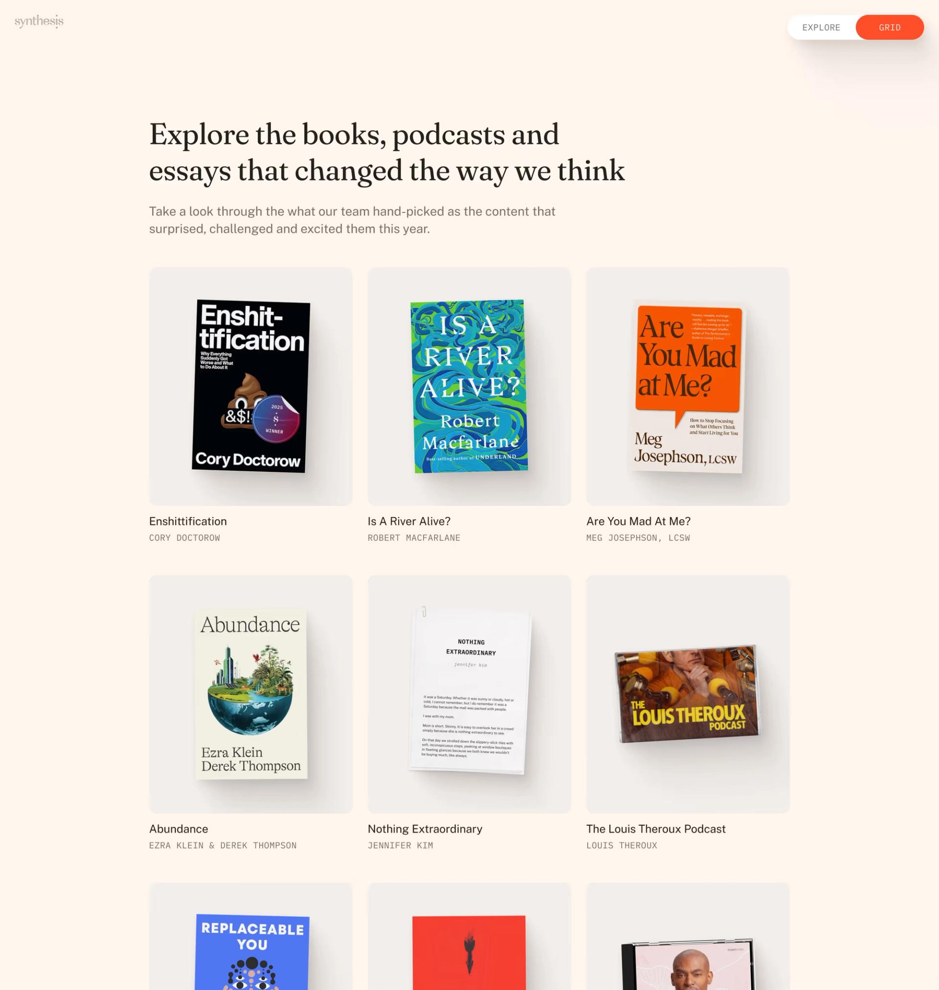 Building Synthesis' 'Book of the Year' interactive Webflow site