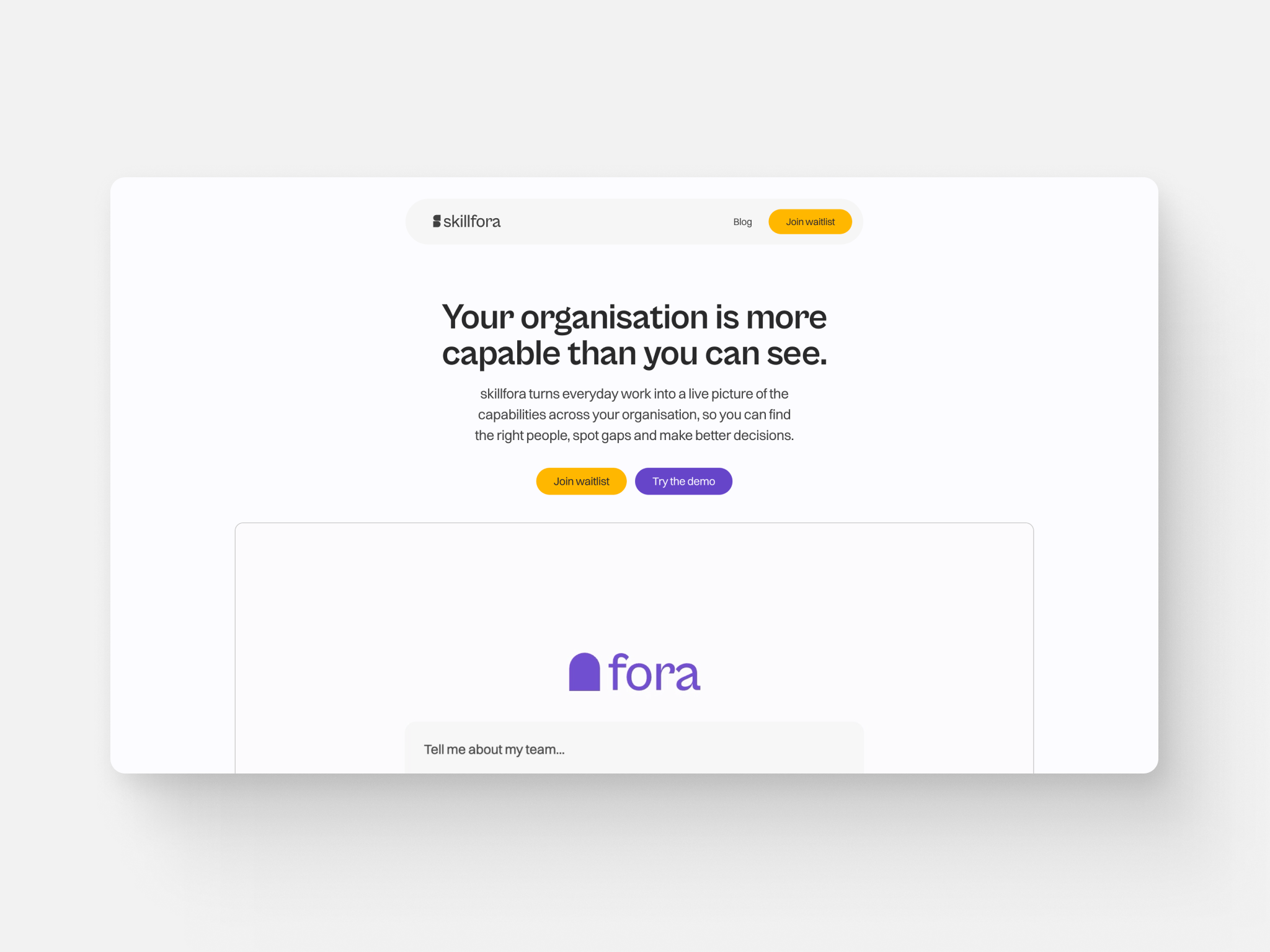 skillfora's landing page