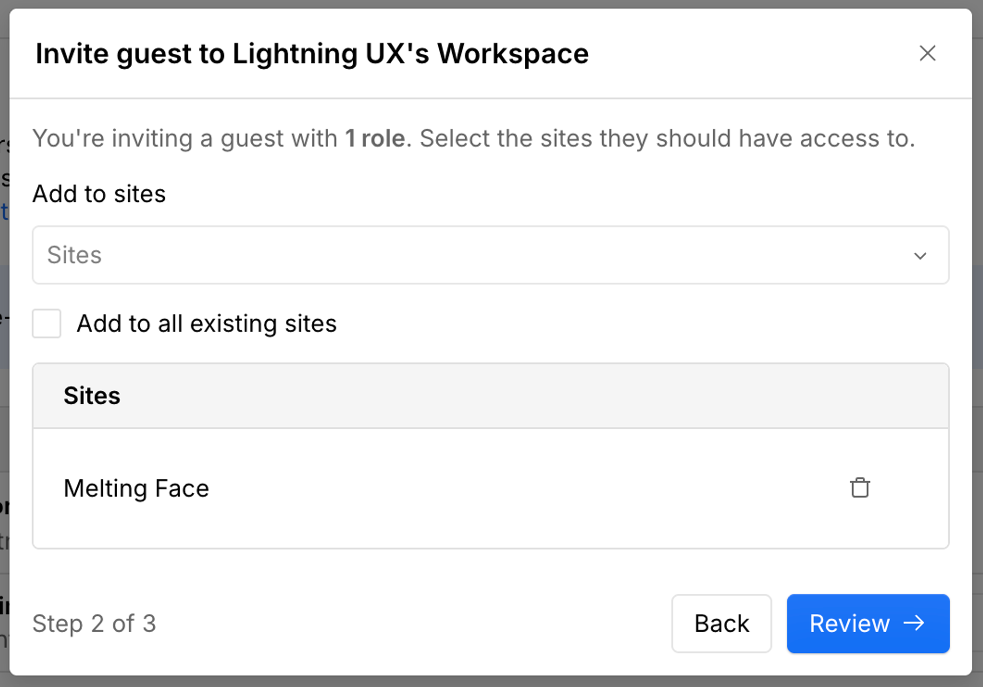 Choosing which sites a guest can access in Webflow