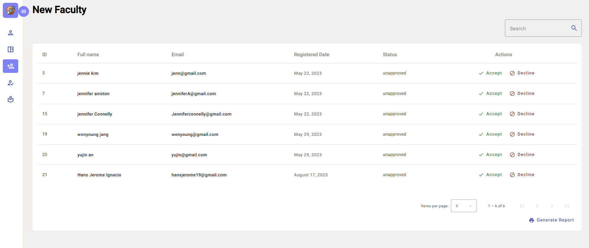 New Register Faculty