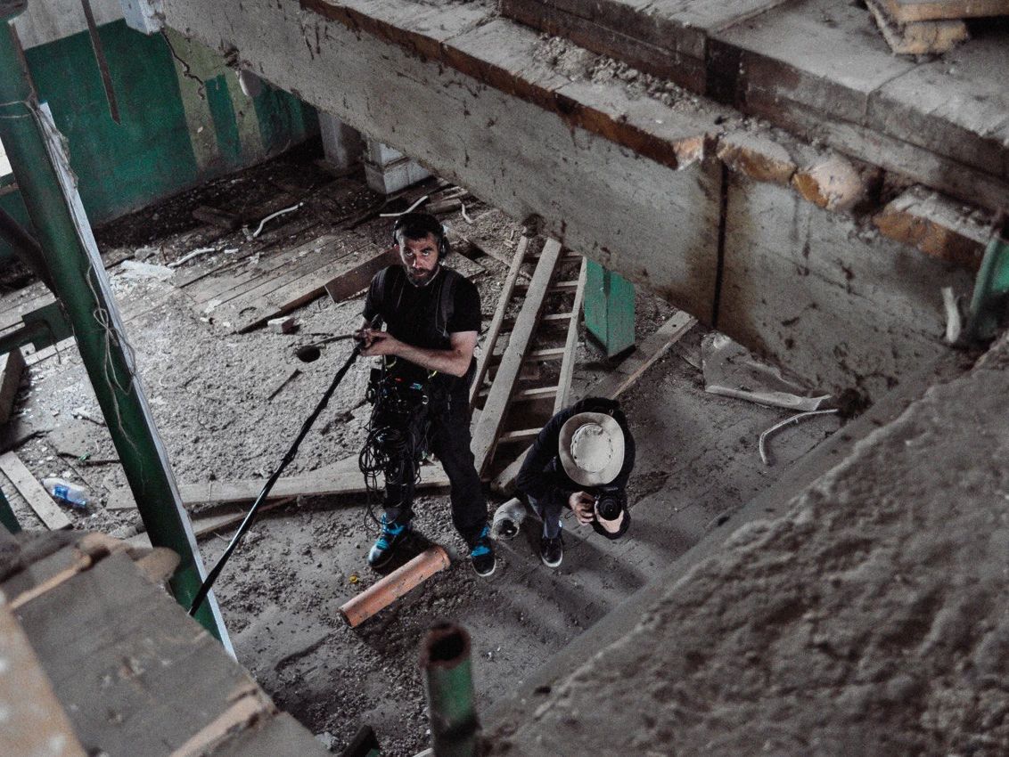 Filming Industrial areas in Donbas