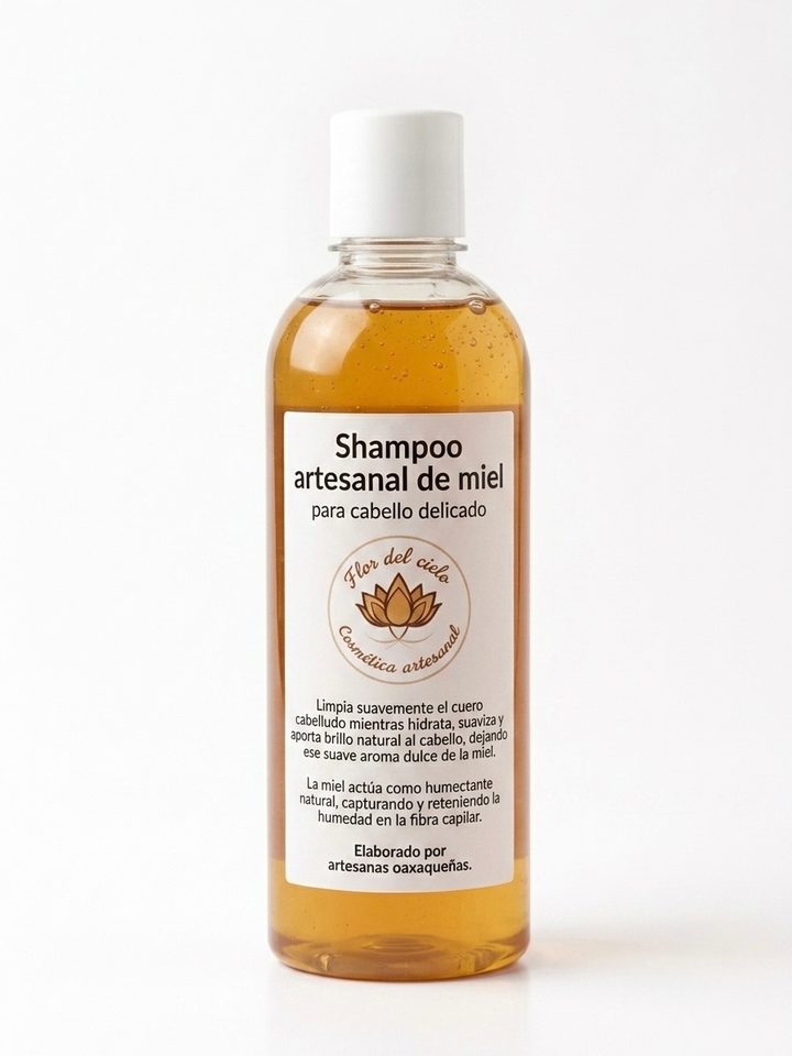 Shampoo artesanal de miel para cabello delicado