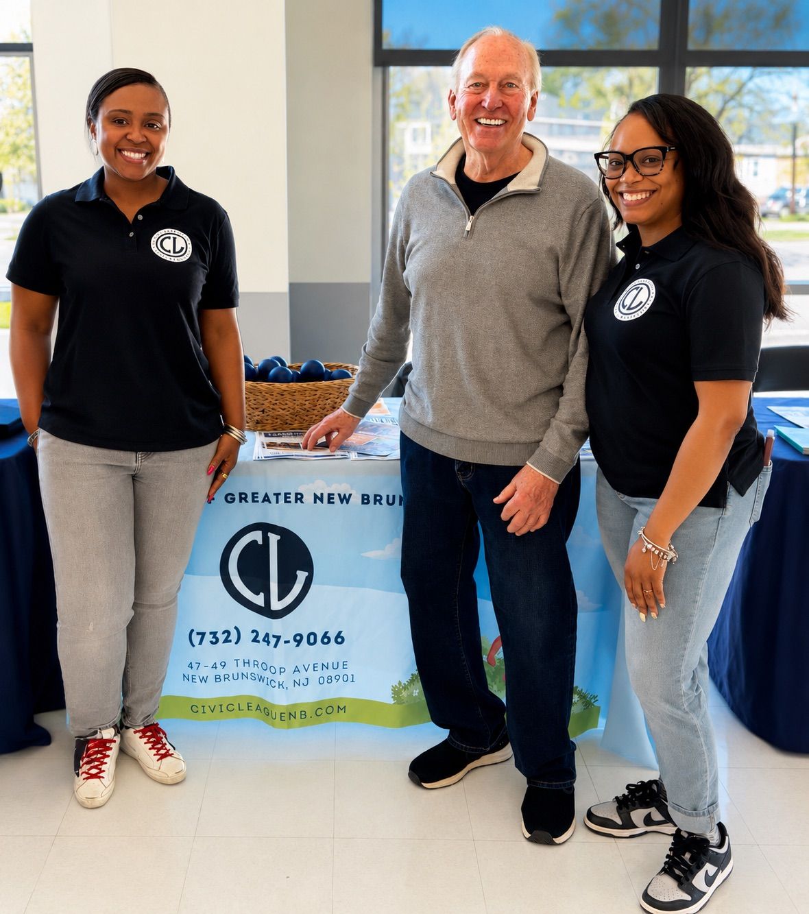 Executive Director Camara Epps and Alemah McMillian with New Brunswick Mayor Jim Cahill