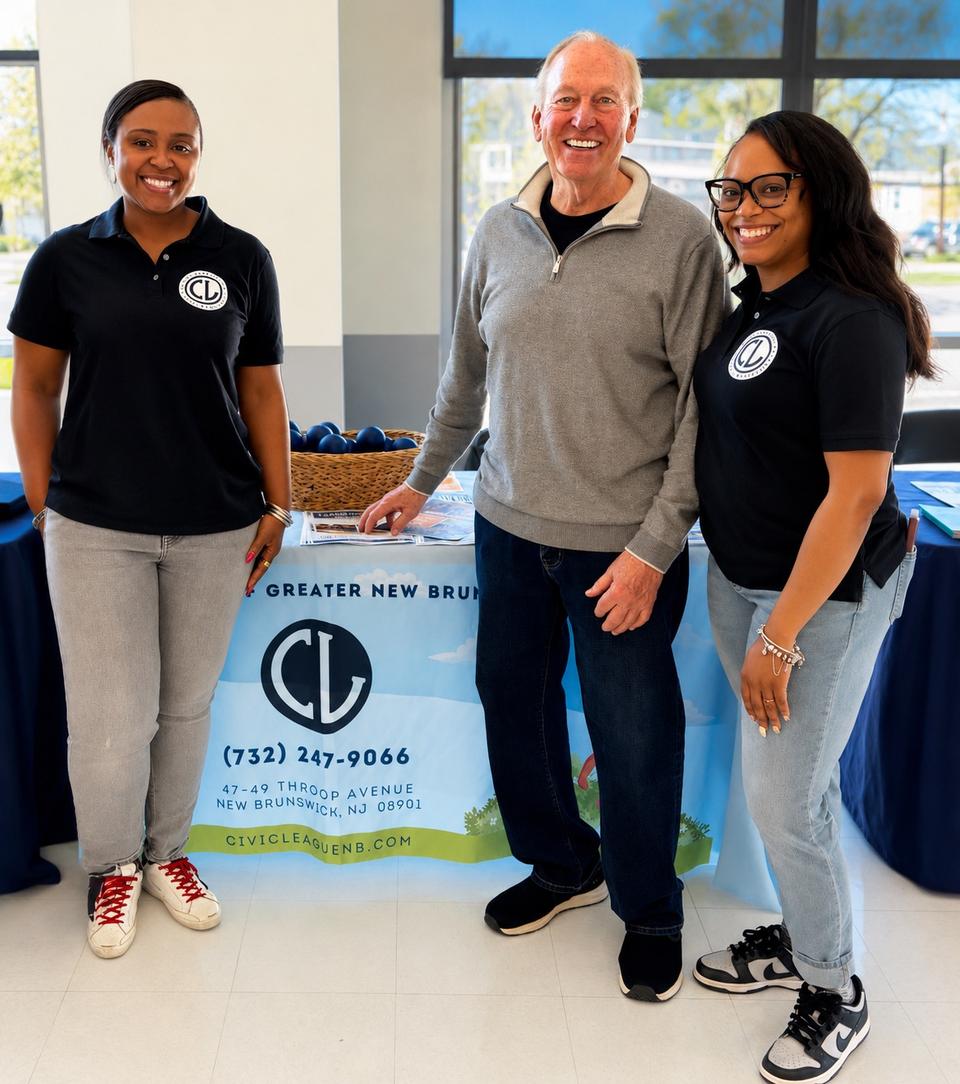 Executive Director Camara Epps and Alemah McMillian with New Brunswick Mayor Jim Cahill