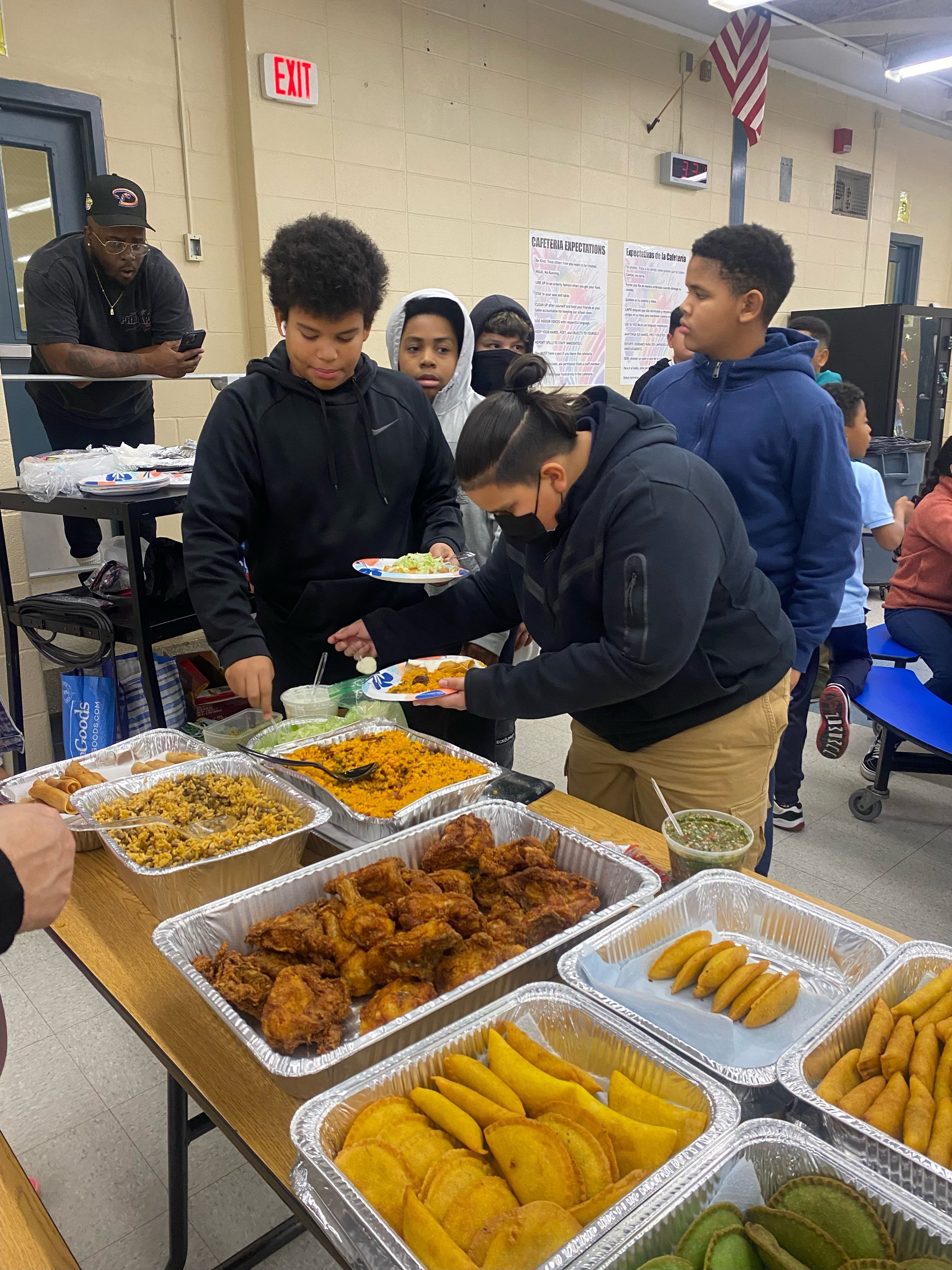 Beyond the Bell students share a Friendsgiving meal at New Brunswick Middle School