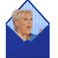 Animated envelope with Kim Gravel popping out