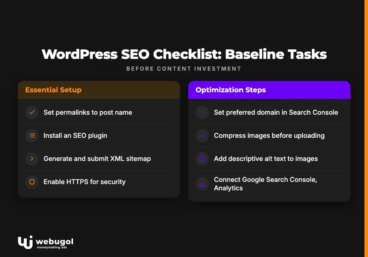 WordPress SEO Checklist: Baseline Tasks