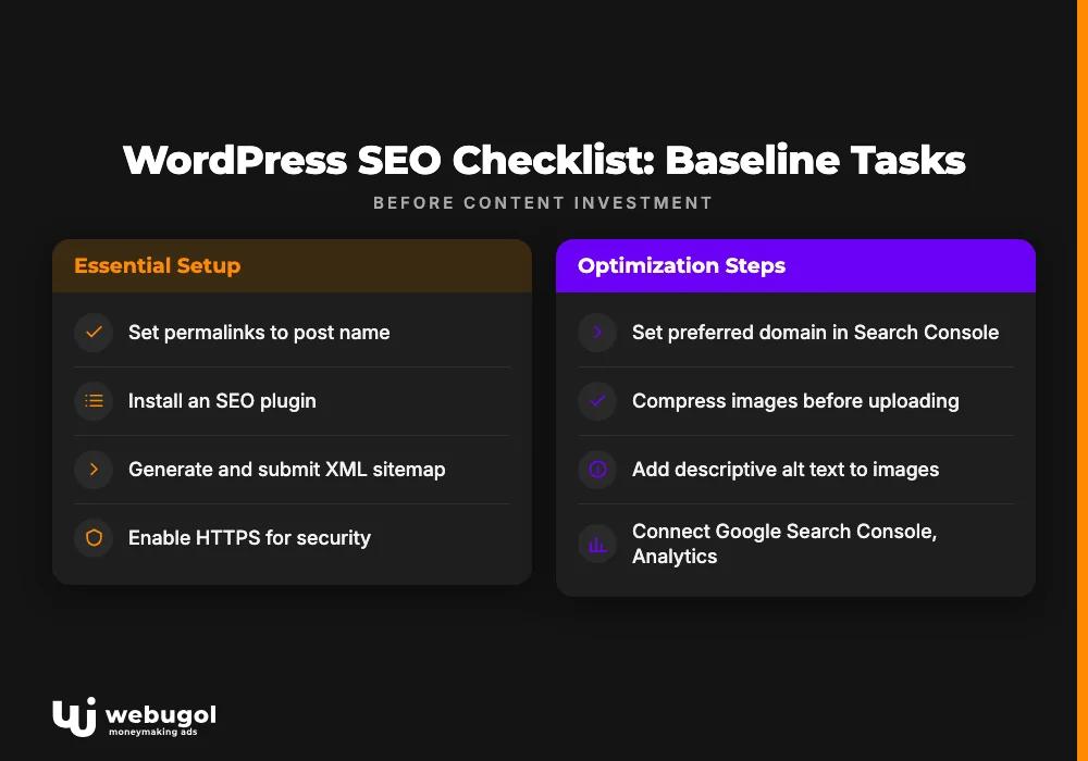 WordPress SEO Checklist: Baseline Tasks