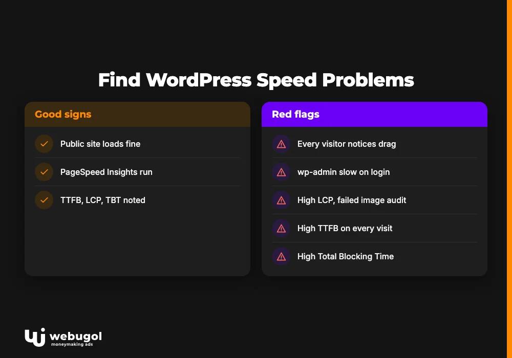 Find WordPress Speed Problems