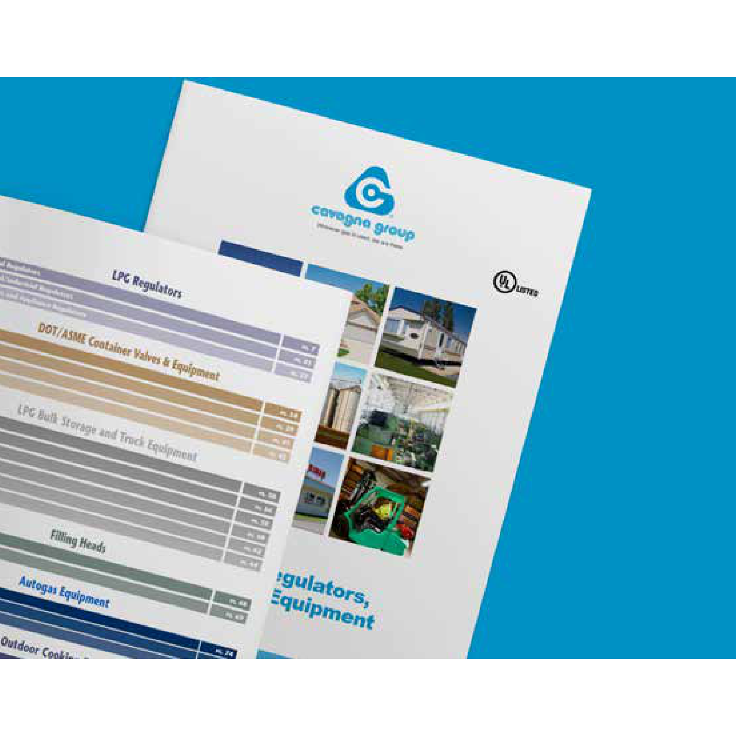 Cover and contents of the catalogue of LPG regulators, valves and equipment