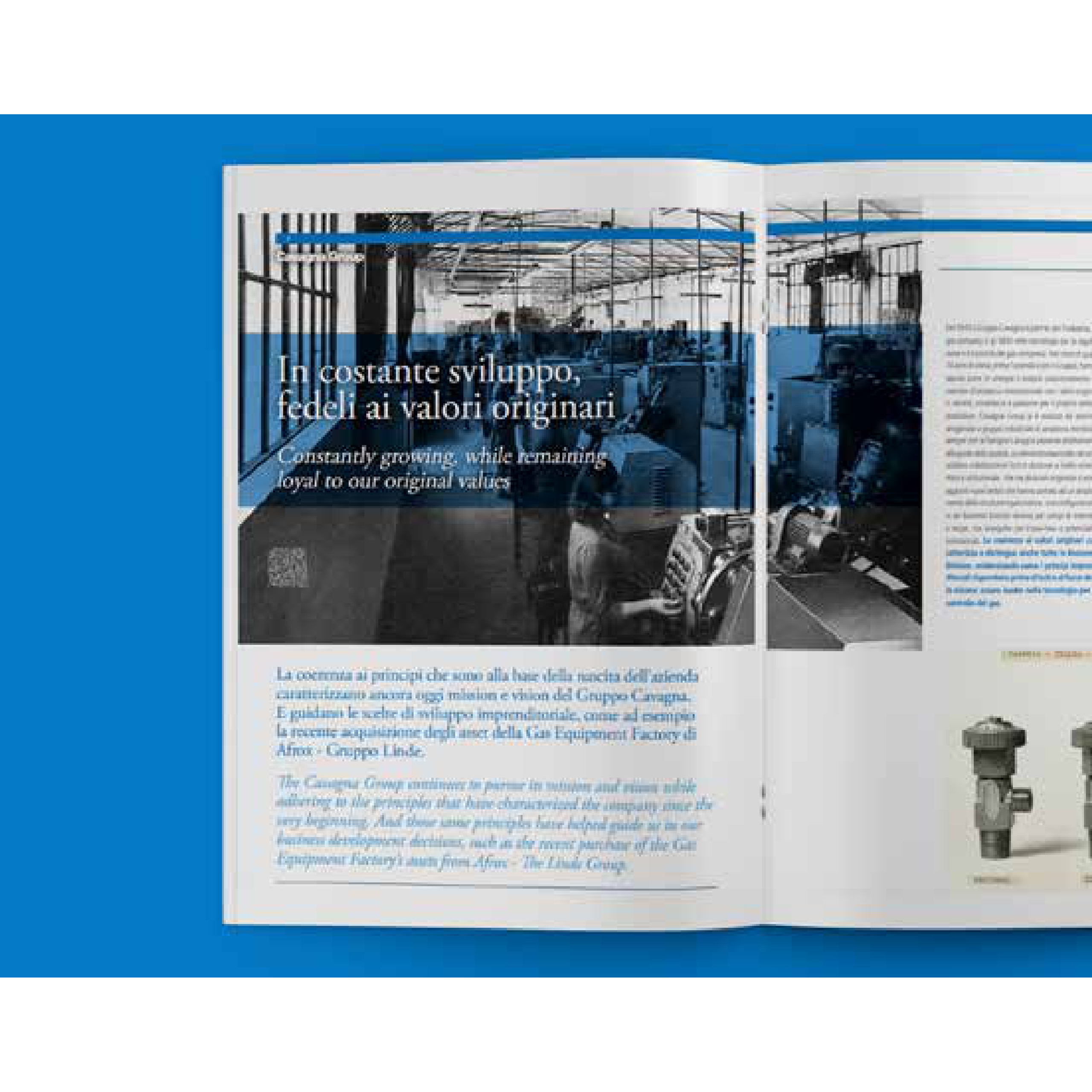 Bilingual corporate brochure on the group’s history, with archive photos of the factory