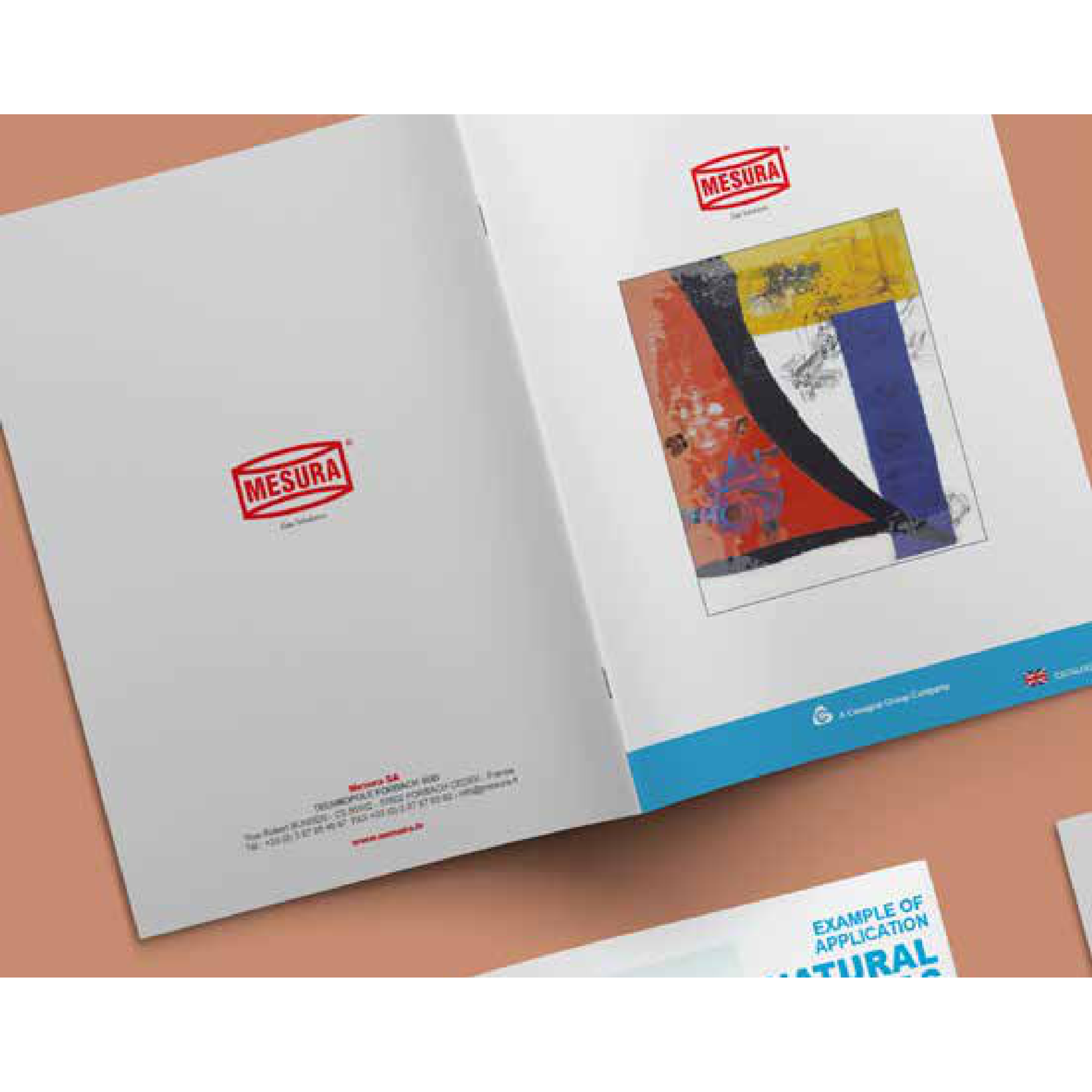 Open product catalogue with an illustration of a domestic gas installation