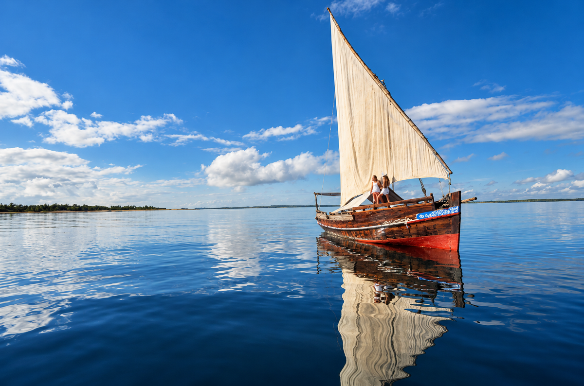Dhow sailing on calm water