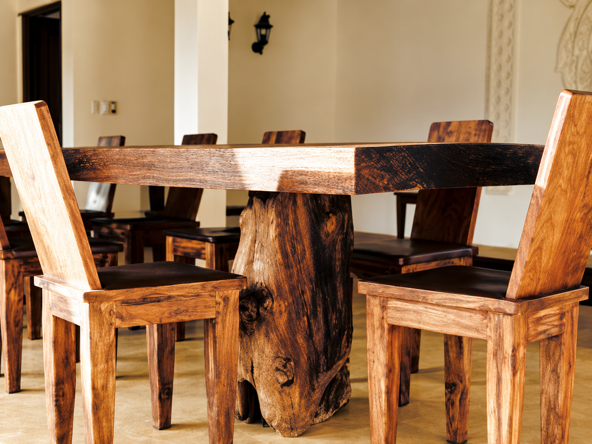 Handcrafted wooden dining table