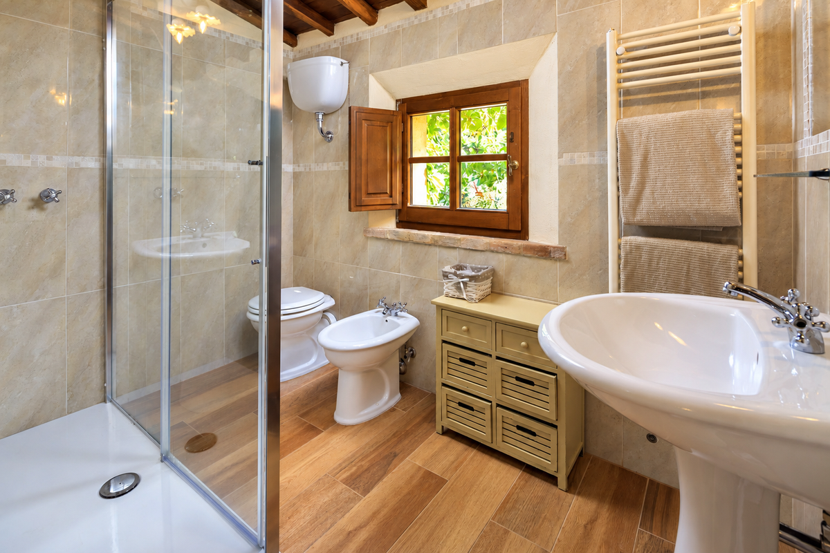 Bathroom with a glass shower