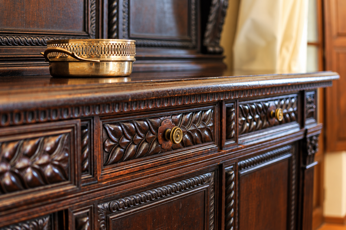 Carved wood sideboard