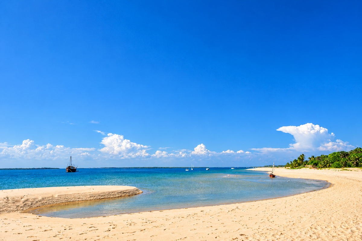 Beach and lagoon at low tide