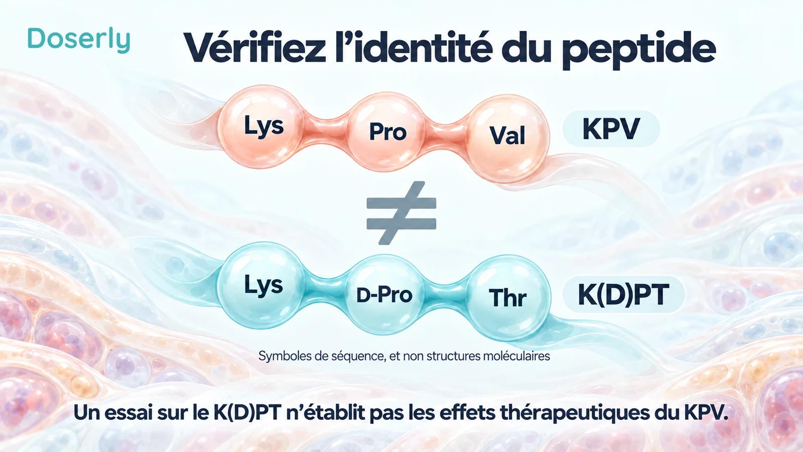 Des chaînes symboliques à trois unités comparent Lys-Pro-Val et Lys-D-Pro-Thr.