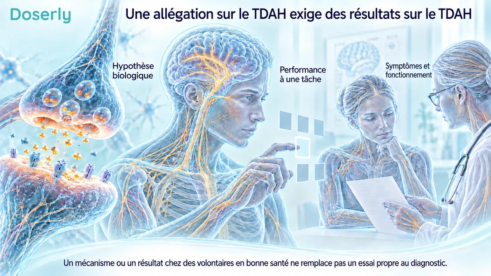 Une synapse conceptuelle, une représentation anatomique d’un participant réalisant une tâche et une évaluation clinique illustrée montrent des questions distinctes sur les données.