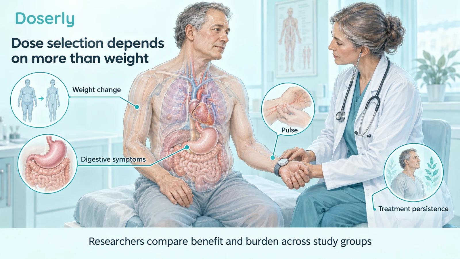 An illustrated clinical assessment combines weight, digestive symptoms, pulse and persistence.