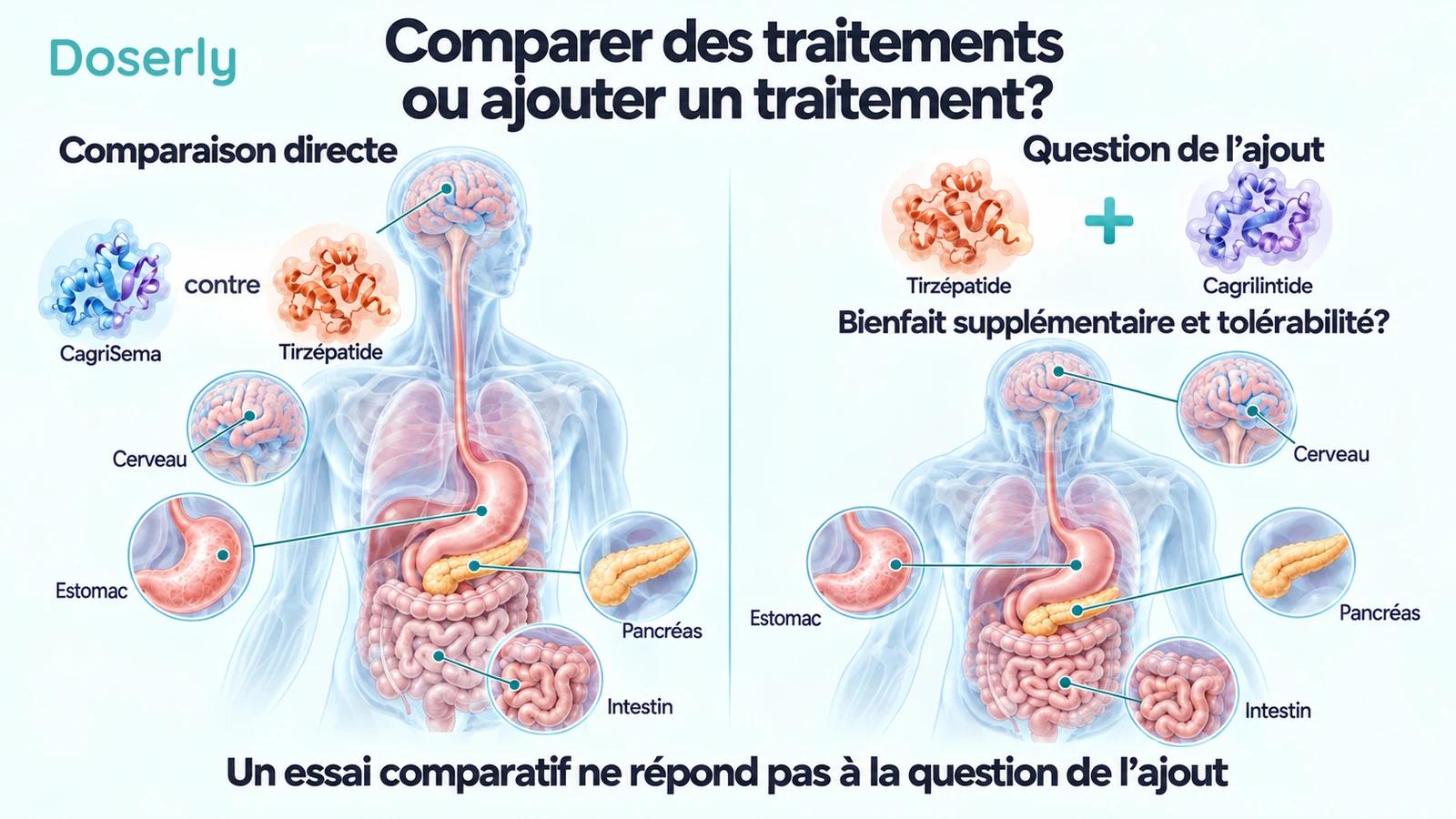 Deux scènes anatomiques distinguent une comparaison directe de la question de l’ajout de cagrilintide