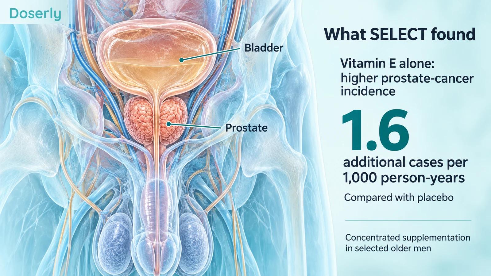 Bladder and prostate anatomy beside SELECT's excess incidence of 1.6 cases per 1,000 person-years with vitamin E alone.