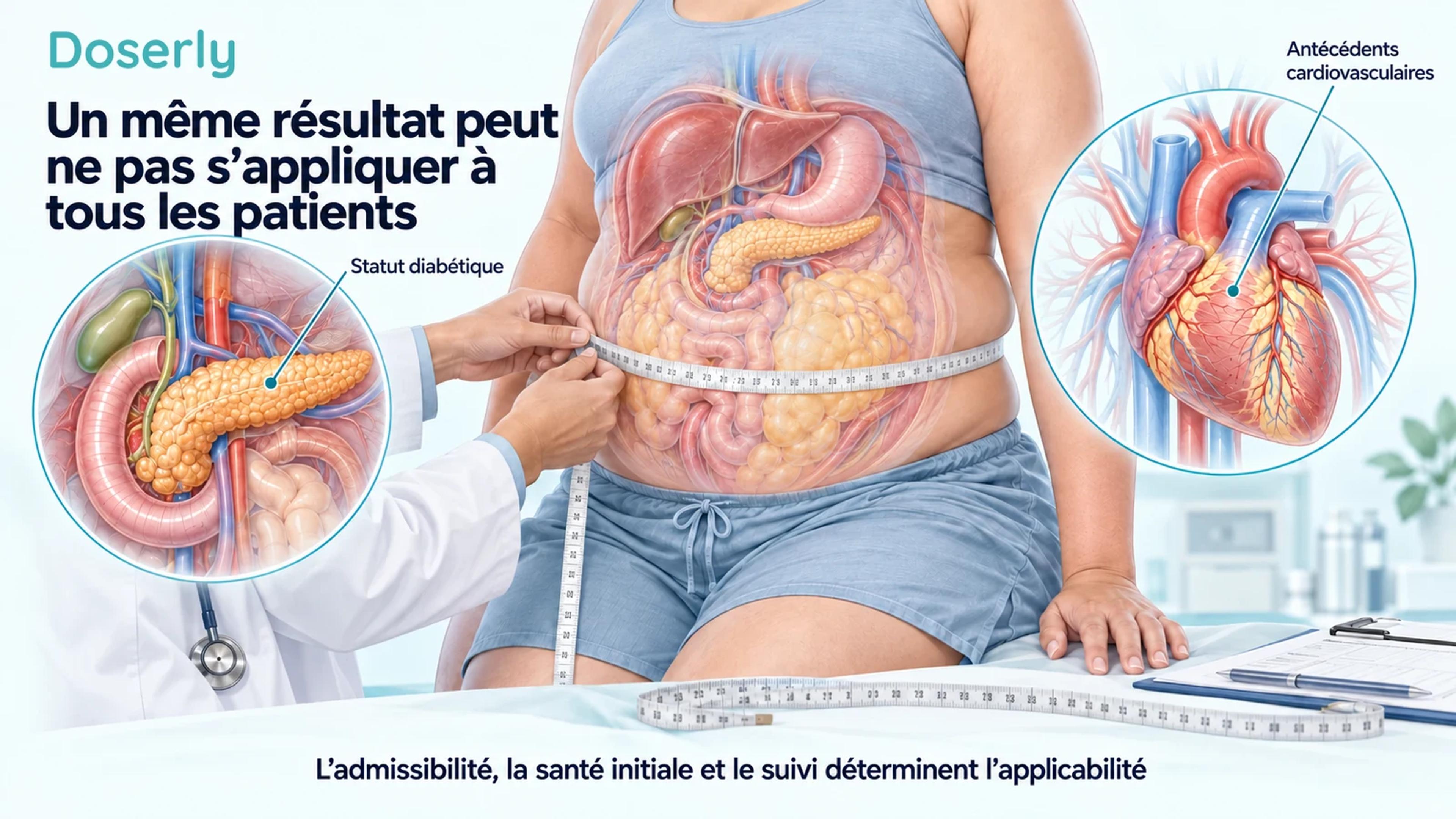 Mesure du tour de taille d’un adulte avec anatomie abdominale translucide et illustrations distinctes du pancréas et du cœur représentant le statut diabétique et les antécédents cardiovasculaires.