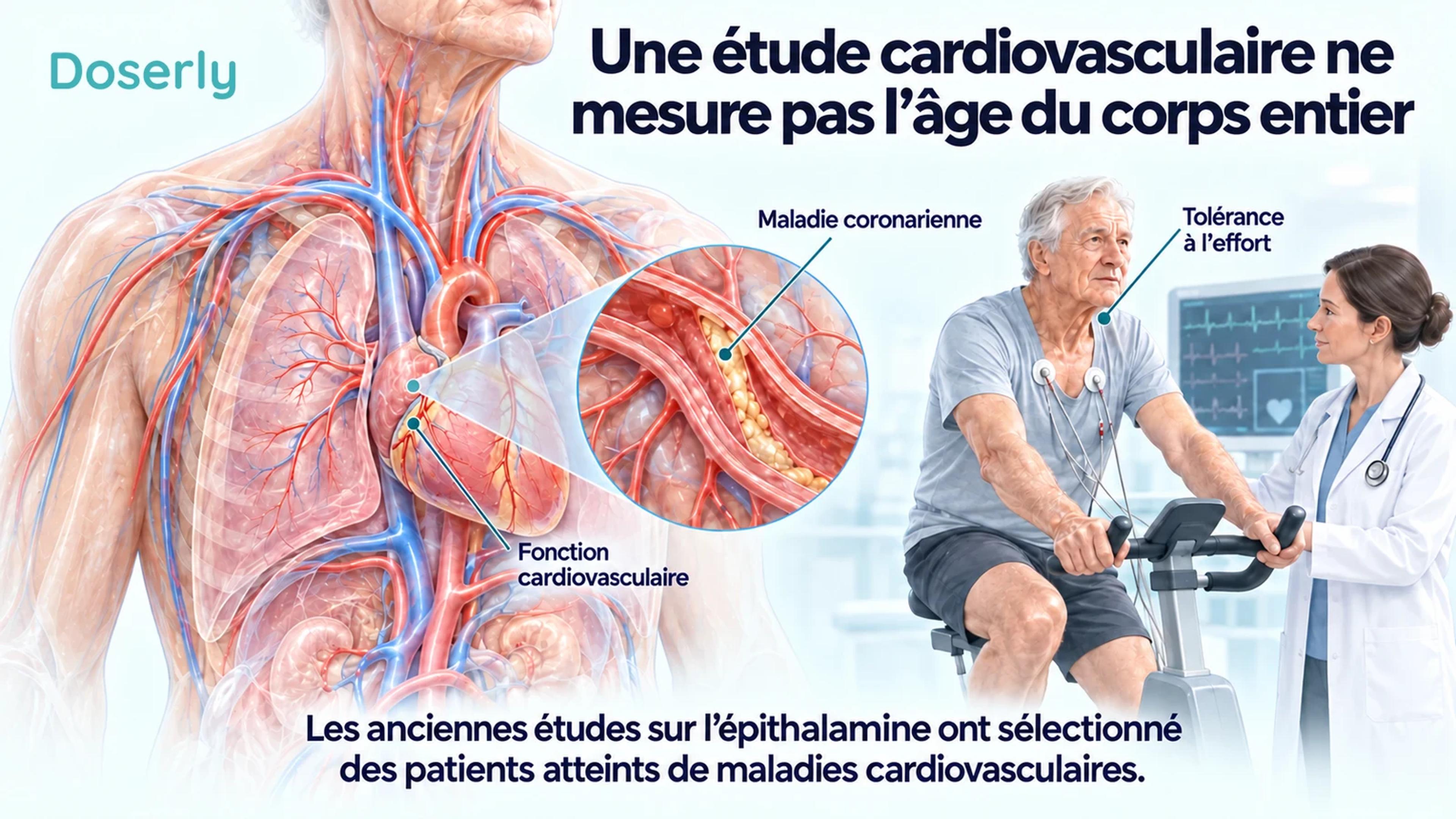 Le cœur et les artères coronaires d’une personne âgée, à côté d’une épreuve d’effort clinique supervisée.