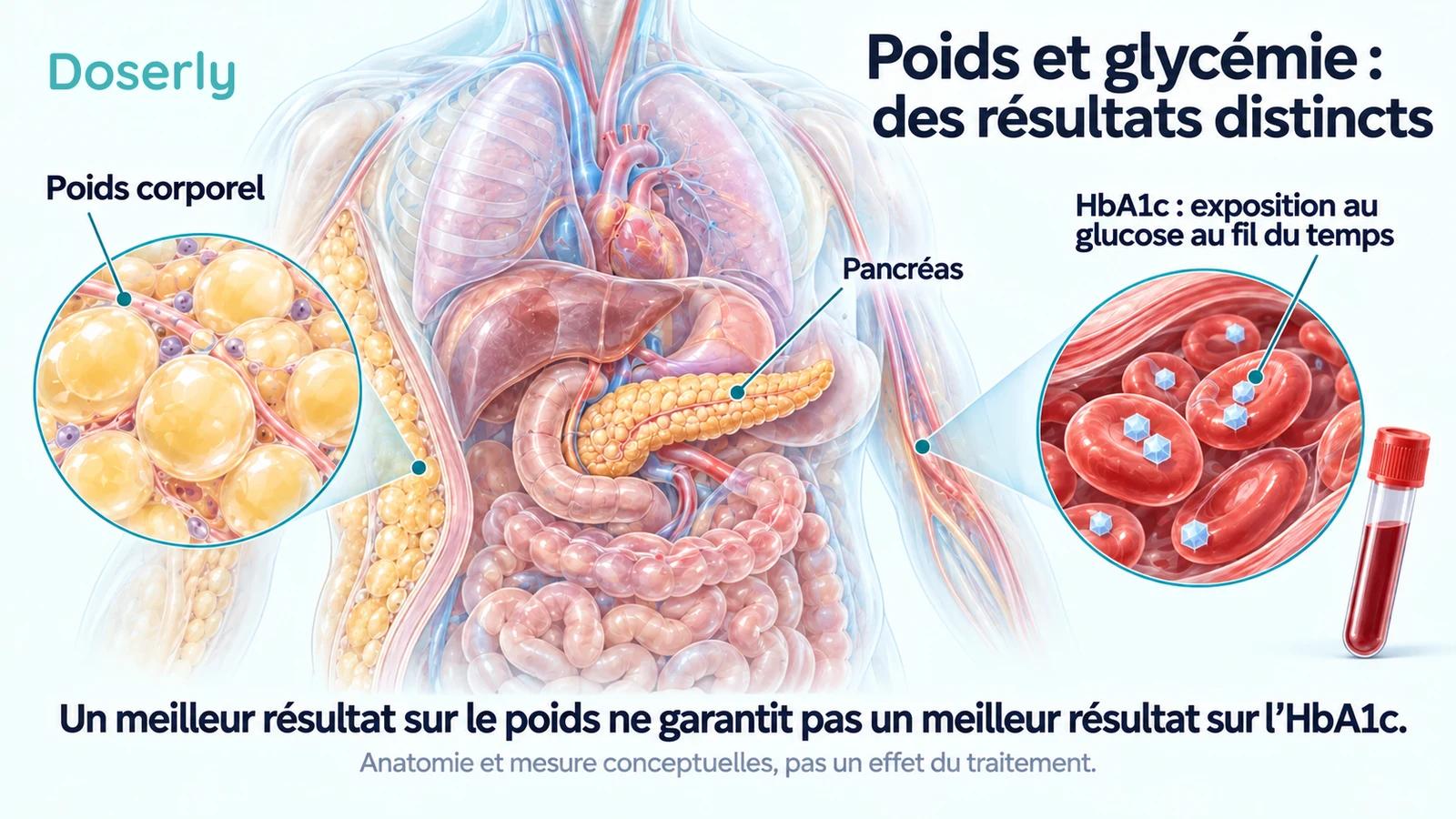Les tissus corporels et les globules rouges illustrent pourquoi le poids et l’HbA1c mesurent des résultats différents