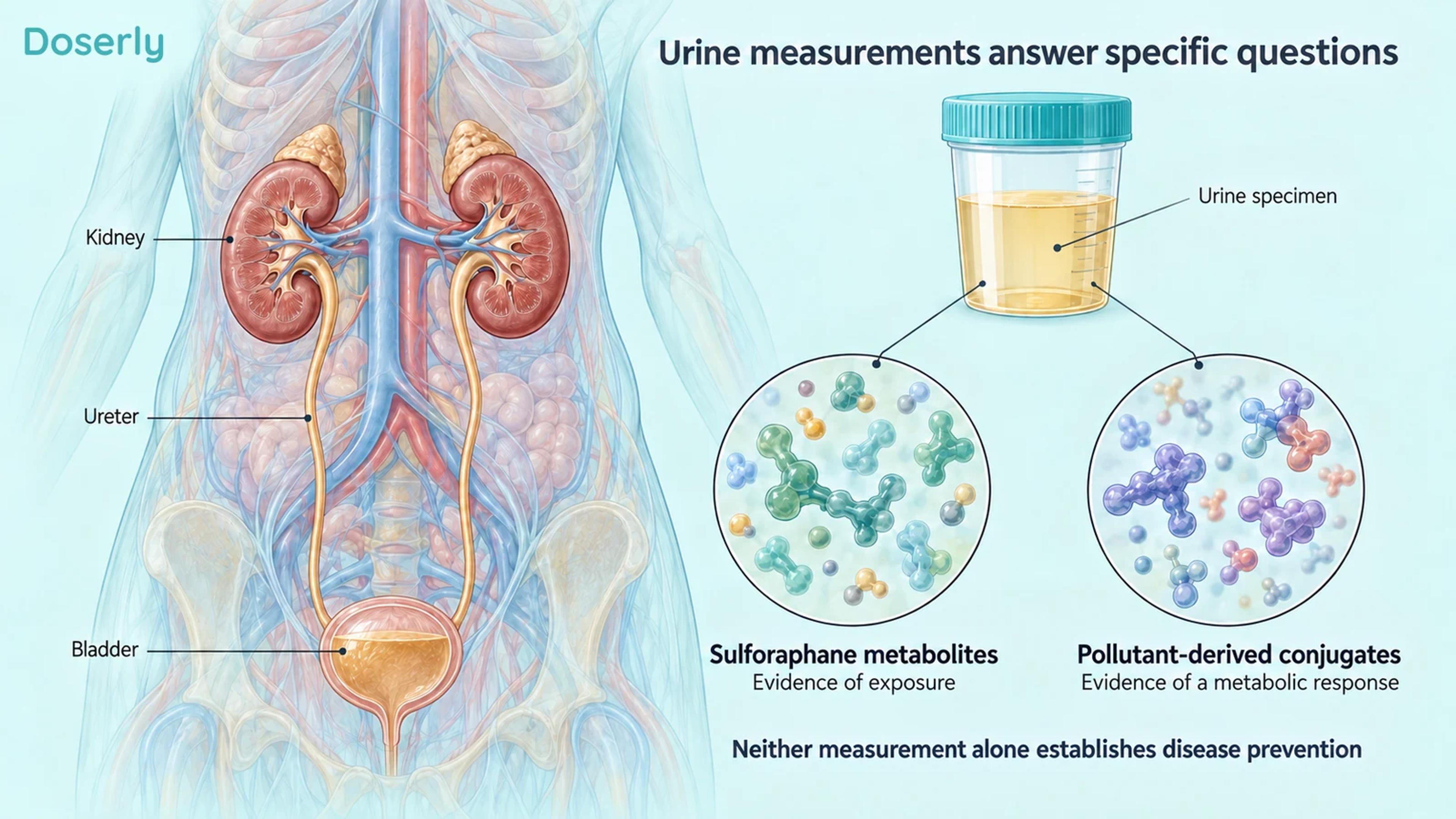Kidneys, ureters, bladder and a urine specimen distinguish sulforaphane metabolites from pollutant-derived conjugates.