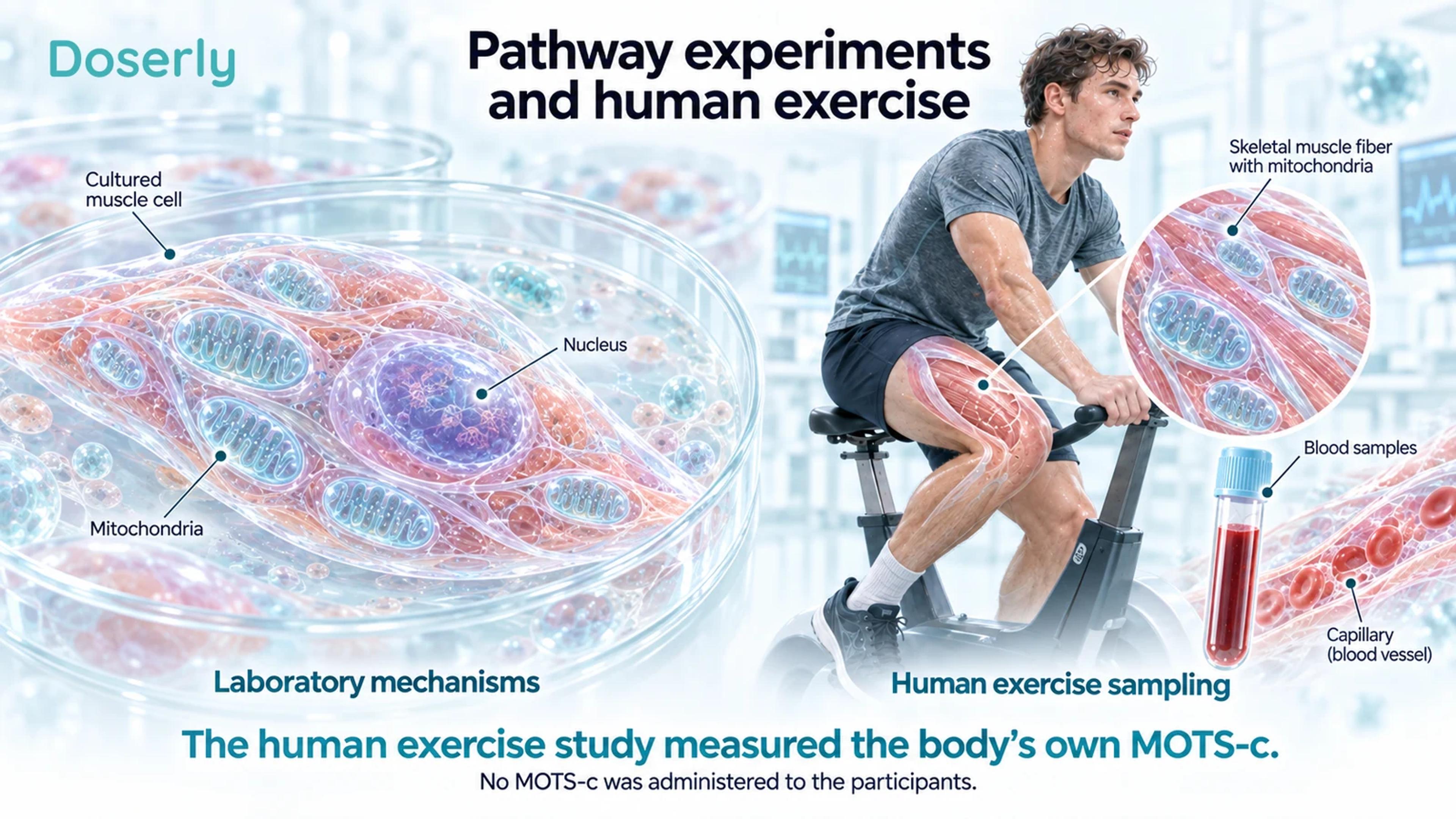 A conceptual laboratory cell experiment beside a person cycling for an exercise sampling study, with no treatment sequence between them.
