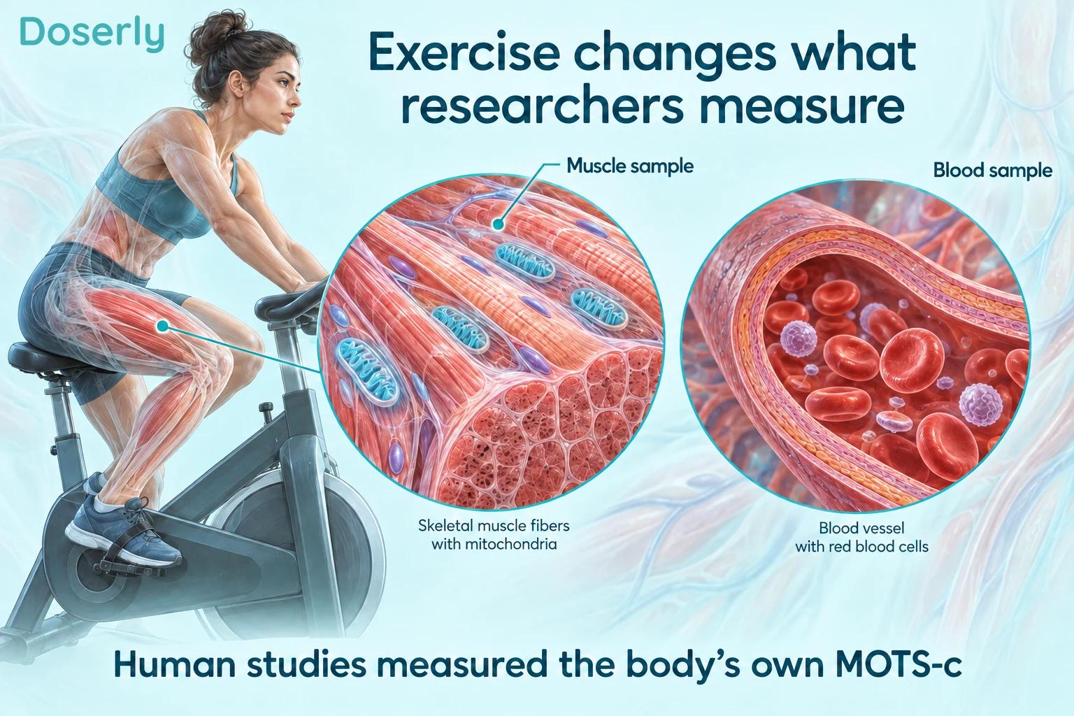 A cyclist, a detailed quadriceps sample and a blood-vessel cutaway show the separate tissues sampled in human exercise research.
