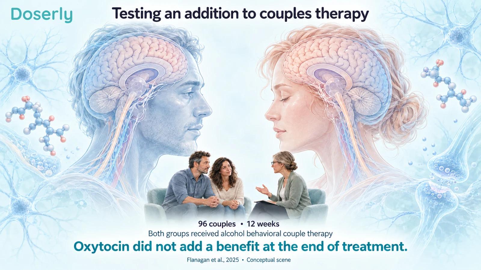 Couples therapy illustrated with the trial's absence of an added oxytocin benefit.