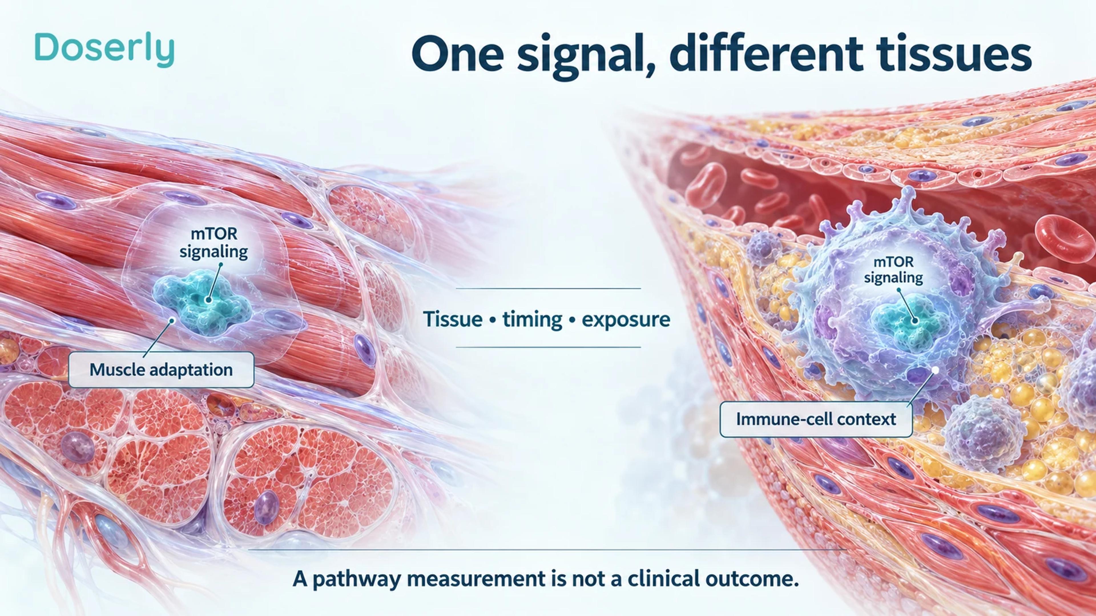 Muscle and an arterial immune cell show separate contexts for mTOR signaling