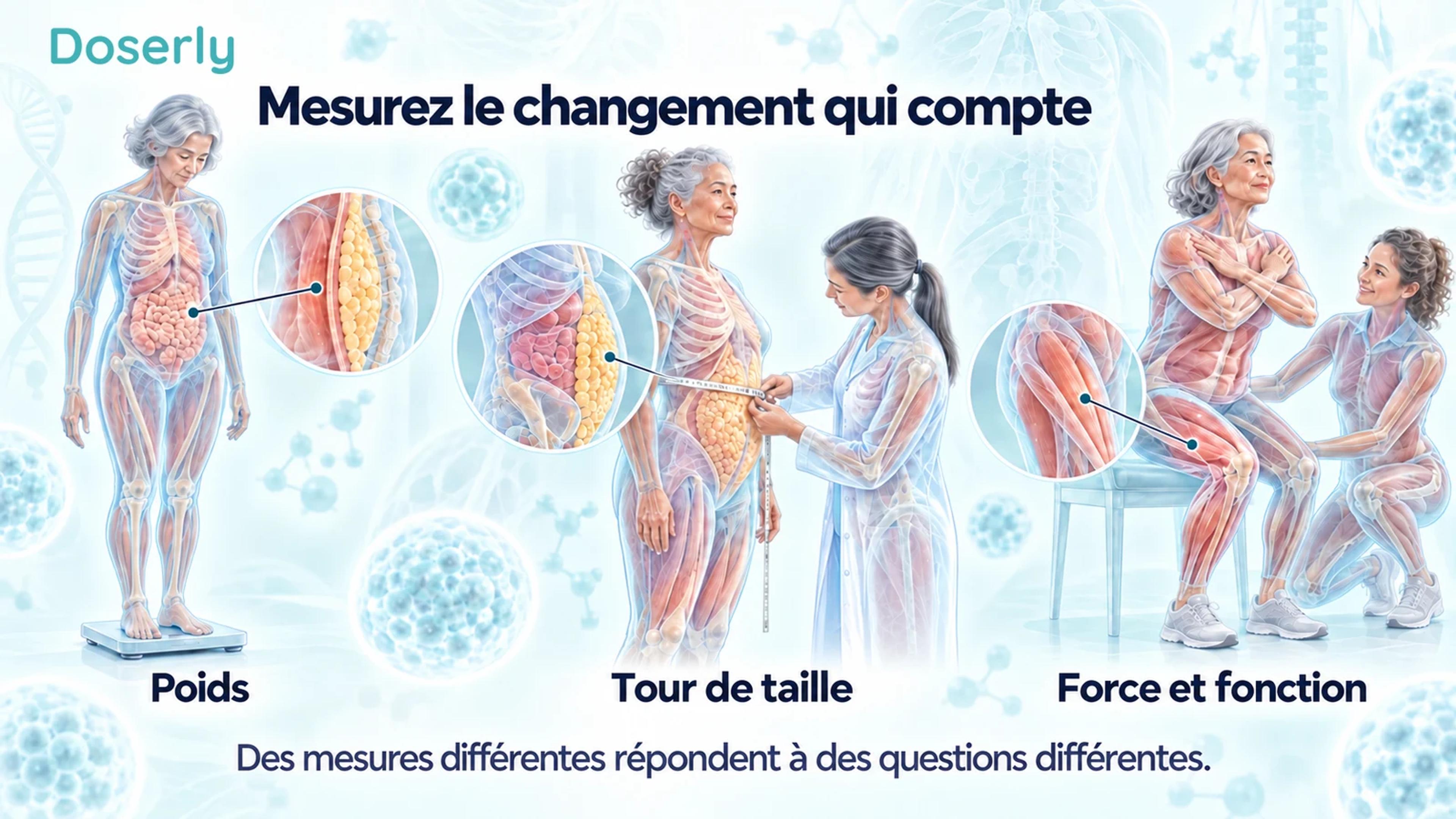 Des femmes dont on mesure le poids et le tour de taille et qui s’exercent à se lever d’une chaise avec une physiothérapeute.