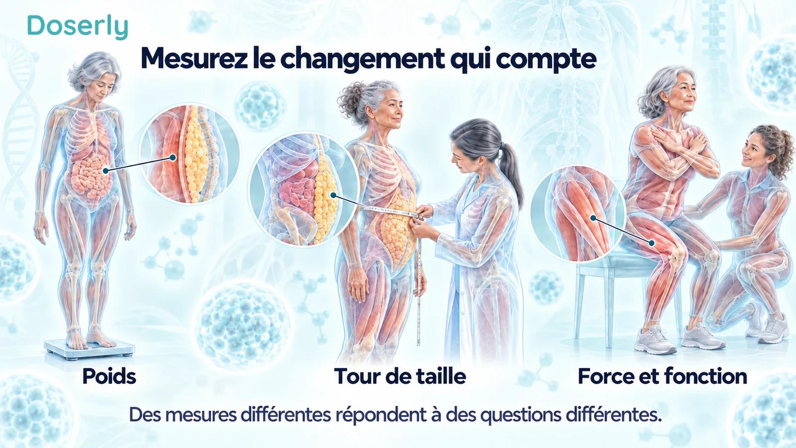 Des femmes dont on mesure le poids et le tour de taille et qui s’exercent à se lever d’une chaise avec une physiothérapeute.