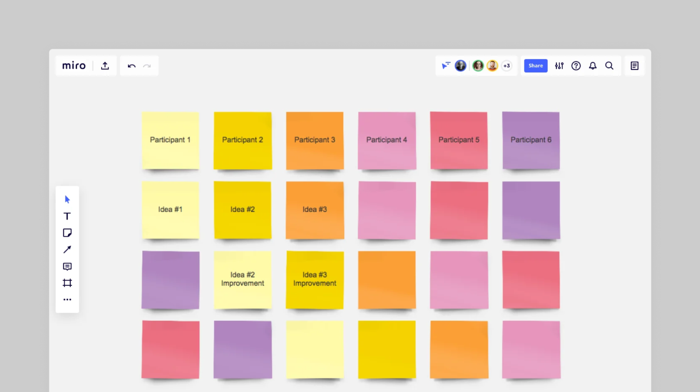 Screenshot of Miro Brainwriting Template