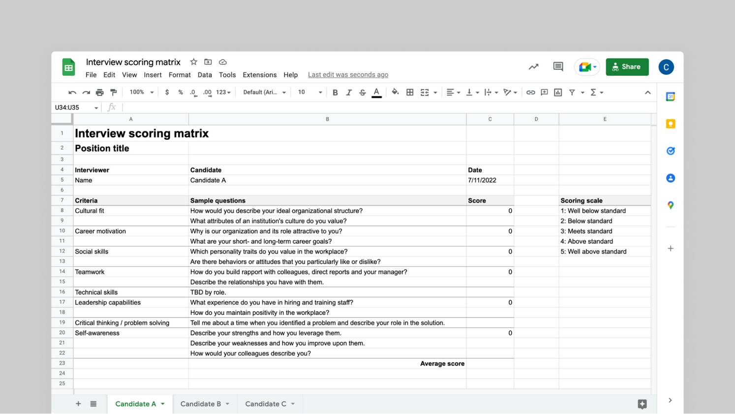 Behavioral Interview Scoring Matrix A Guide Polymer