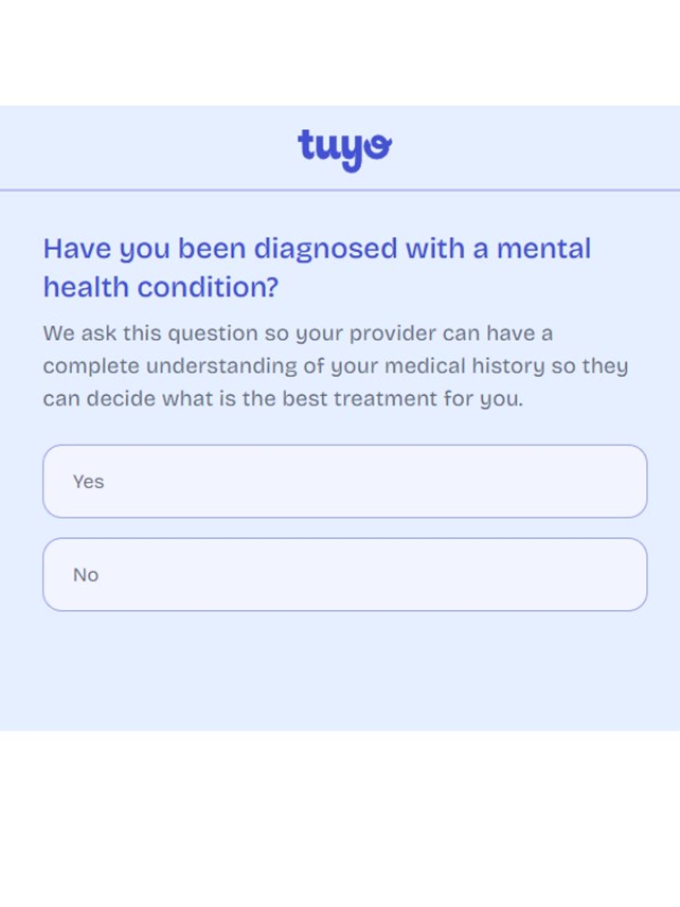 mental health question on tuyo health quiz