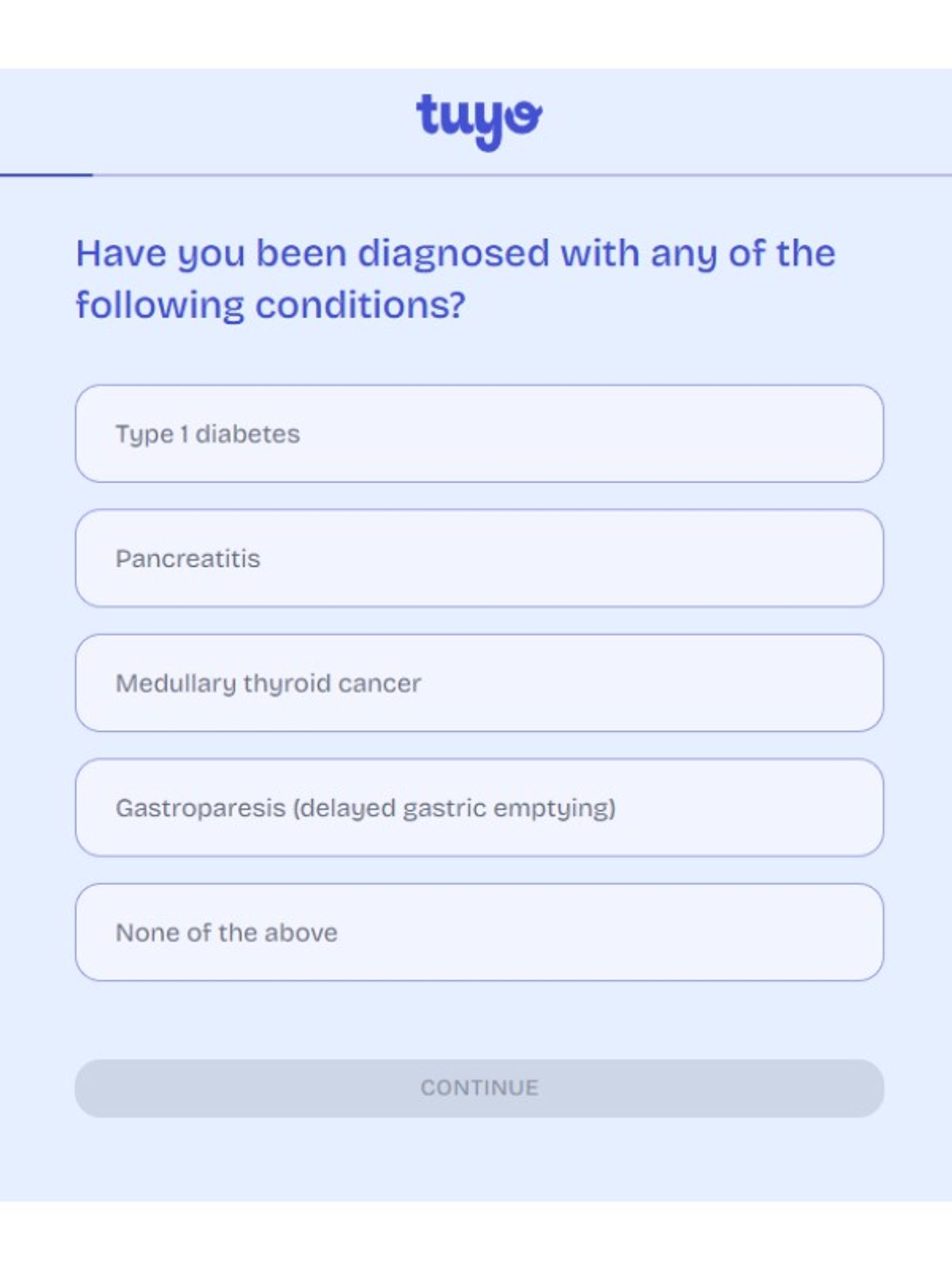 conditions question on tuyo health quiz