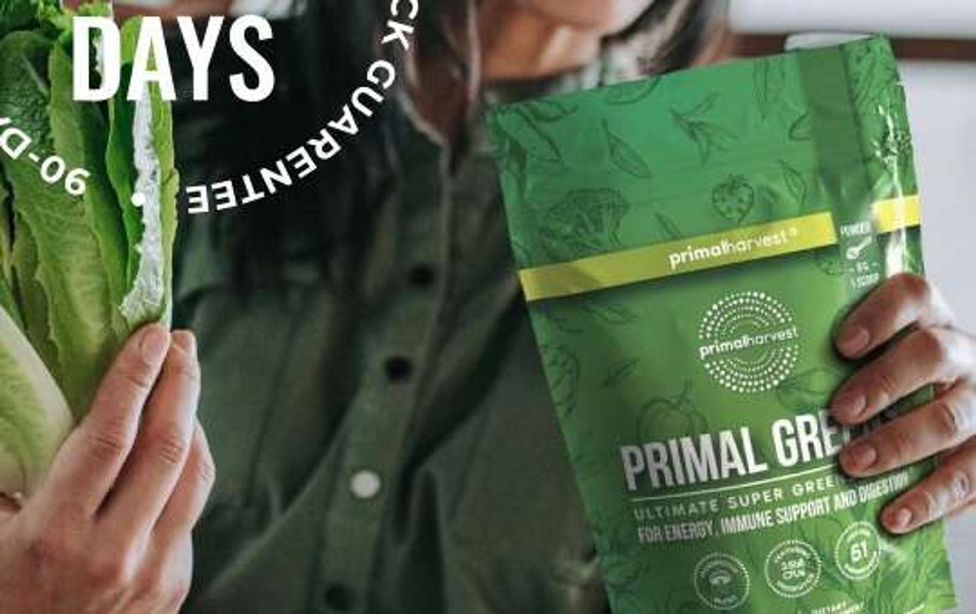 holding primal greens powder