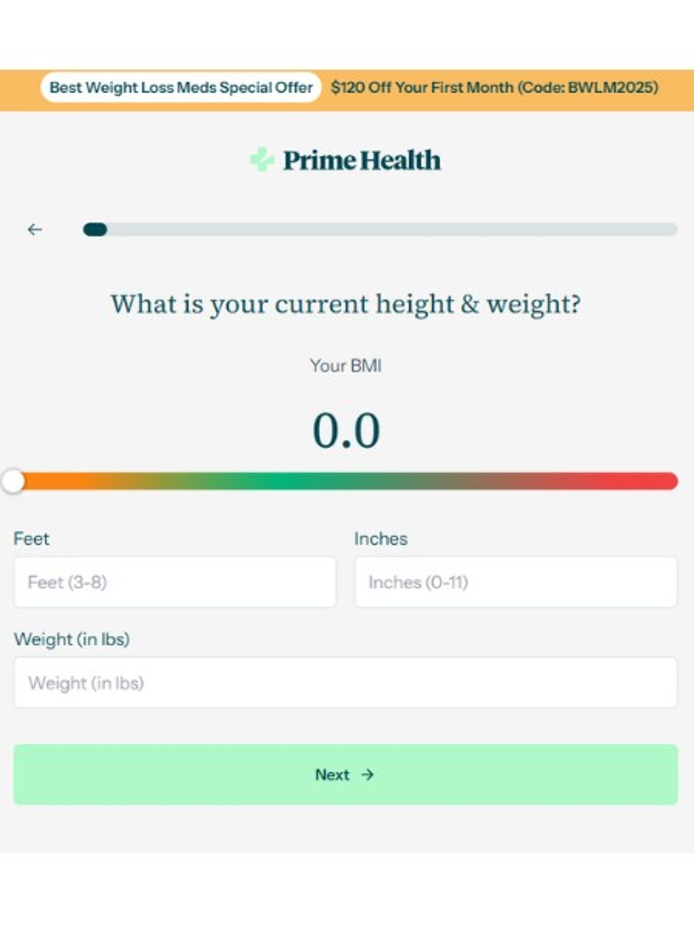 current weight question on prime health quiz