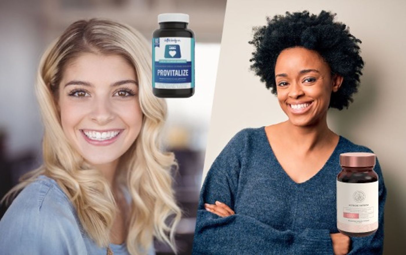 provitalize and happy mammoth hormone harmony next to two smiling women