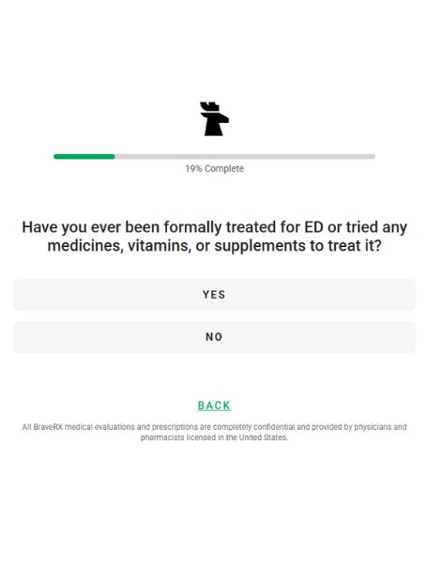 treated for ED in past question during brave rx quiz