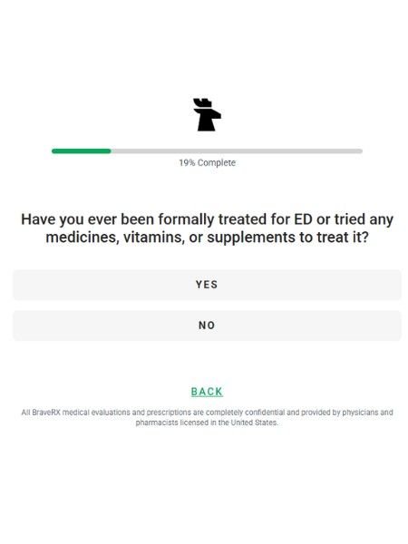 treated for ED in past question during brave rx quiz