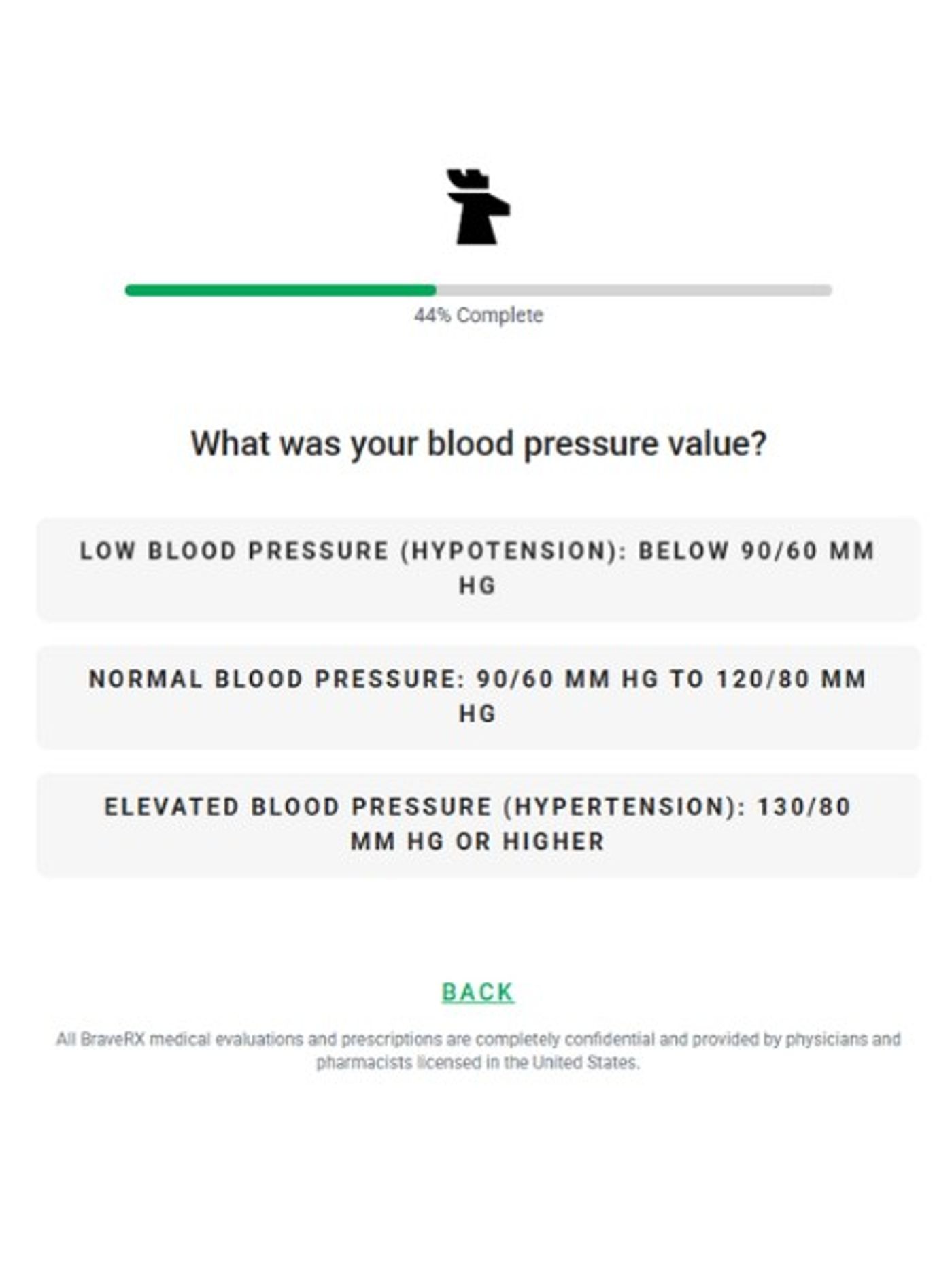 question on blood pressure during brave rx quiz
