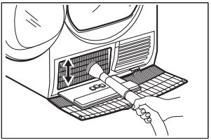 remove the fluff from the condenser and its compartment