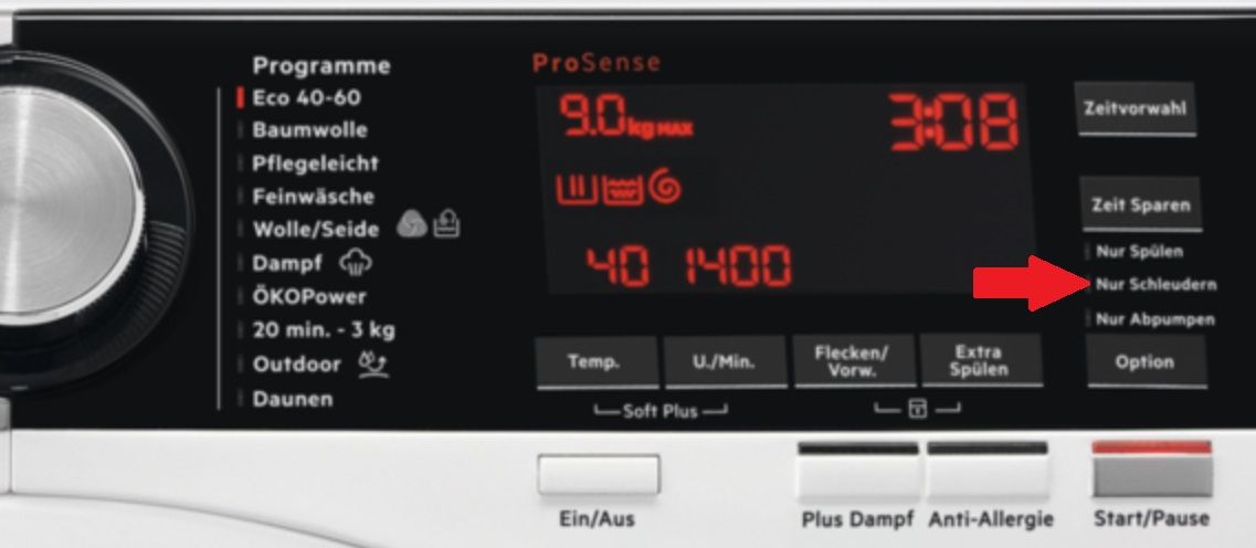Display Waschmschine: "Nur Schleudern"