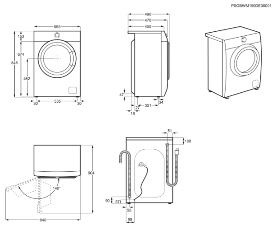 Maßzeichnung Frontlader 49 cm
