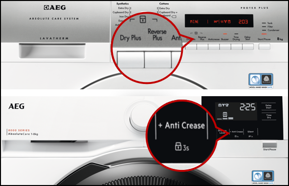 AEG dryer childlock button